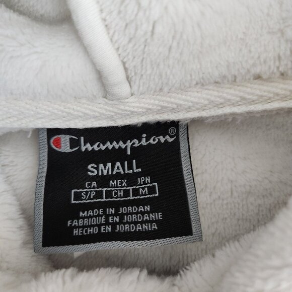 Champion Super Fleece Faux Fur Cropped Pullover Hoodie Small Gold‎ Fuzzy - Picture 7 of 13